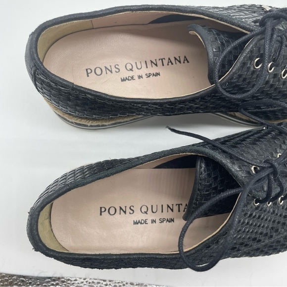 Pons Quintana Black Leather Lace Up Espadrilles, Sz EU 36 - Picture 10 of 15